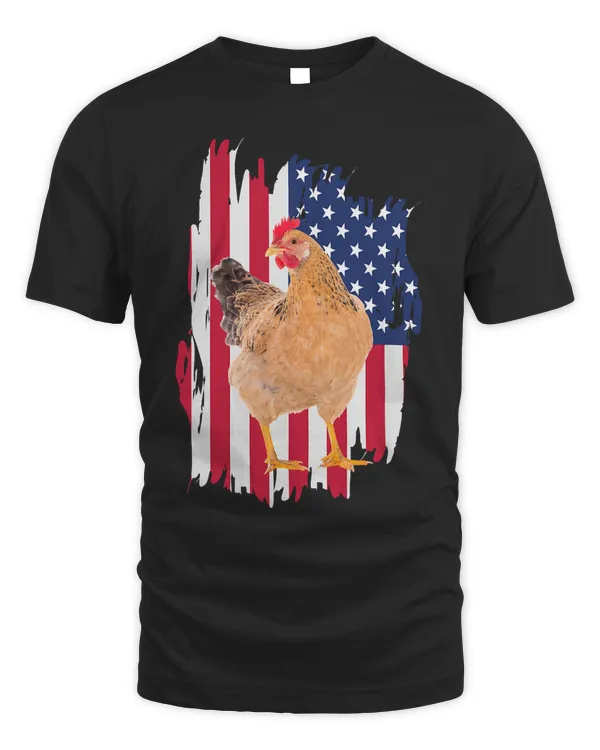 Chicken 4th Of July American Flag Patriotic Farmer Boys Men 286 Hen Rooster
