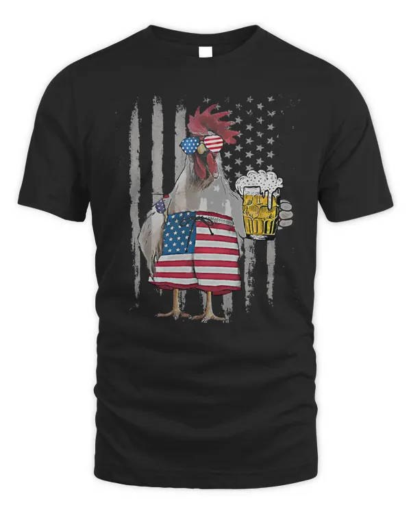 Chicken American Flag Rooster Chicken 4th of July Animal 28 Hen Rooster