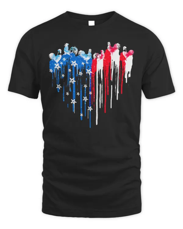 Chicken Heart American Flag 4th Of July Farmers Patriotic 162 Hen Rooster