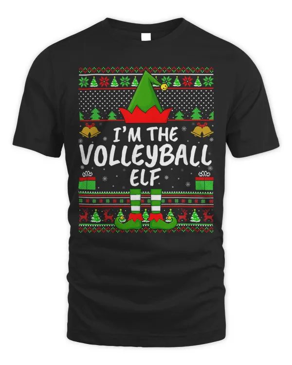 Volleyball Funny Family Matching Ugly Im The Volleyball Elf Christmas 114