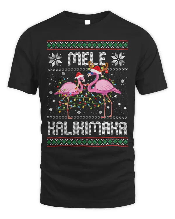 Flamingo Mele Kalikimaka Merry Christmas Flamingo Hawaiian Santa 94