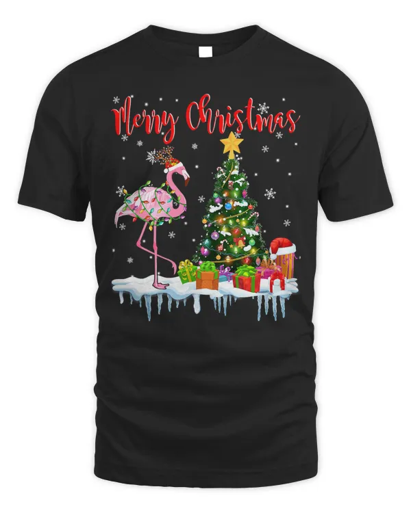 Flamingo Merry Christmas Cute Christmas Light Santa Reindeer Flamingo 253