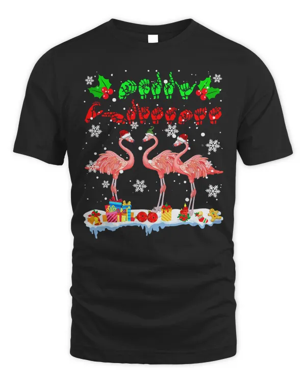 Flamingo Merry Christmas Cute Xmas Flamingo ASL Sign Language Family 181