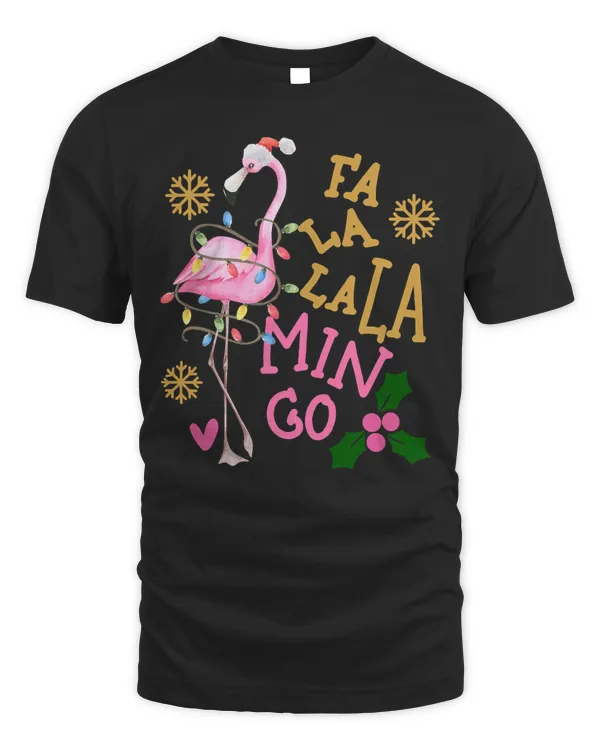 Flamingo Merry Christmas Fa La La Flamingo With Santa Hat Lights Xmas 99