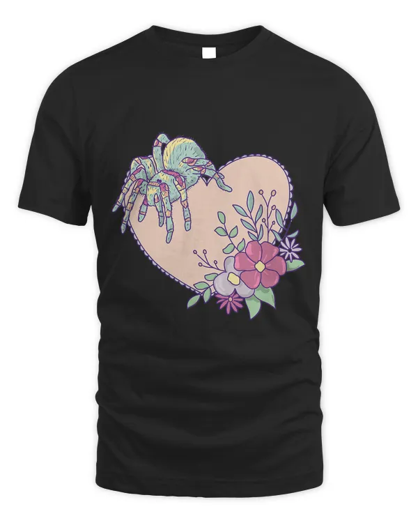 Cute Tarantula Spider with Heart and Flowers T-Shirt