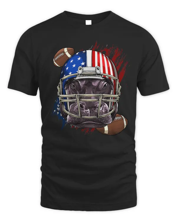 Hippopotamus American Football Lovers USA Flag 151 Hippo