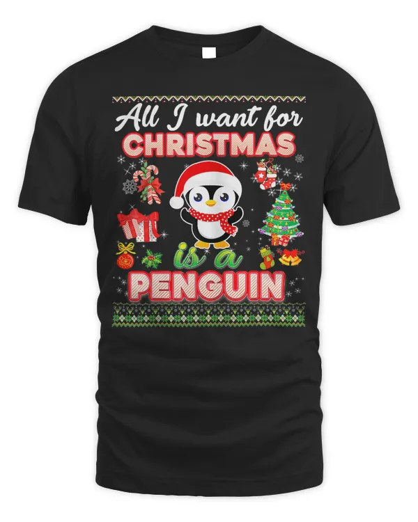 Penguin All I Want Is A Penguin For Christmas Ugly Xmas Pajamas 144