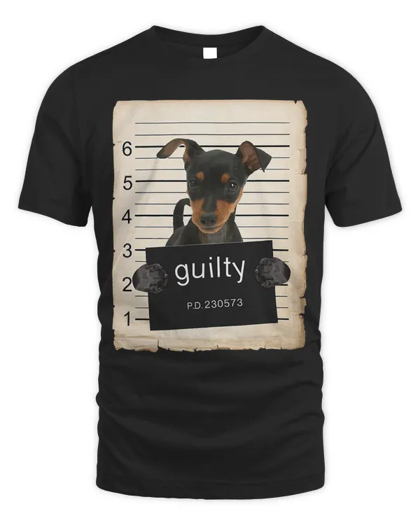 Miniature Doberman pinscher Dog mug shot bad dog T-Shirt