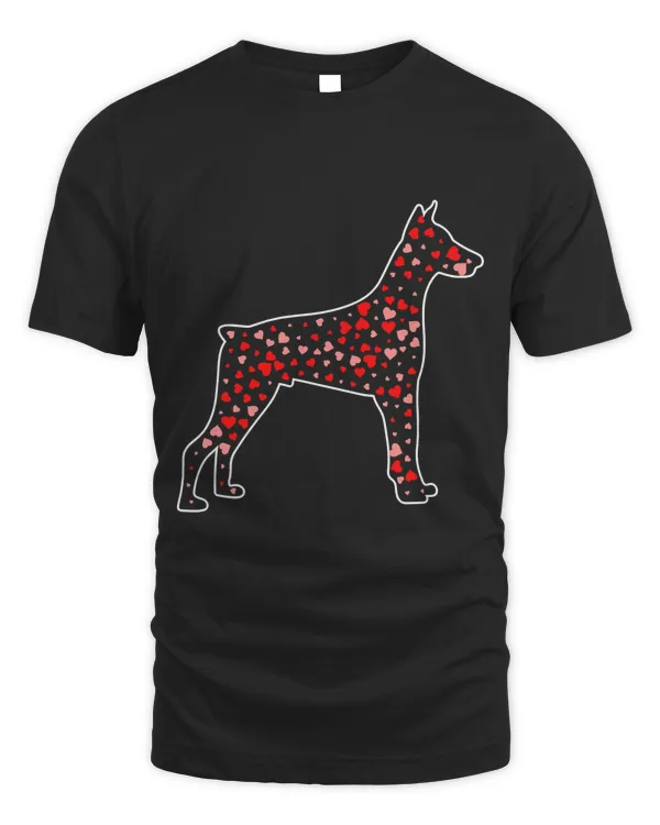 Valentines Doberman Dog Heart Valentines Day T-Shirt