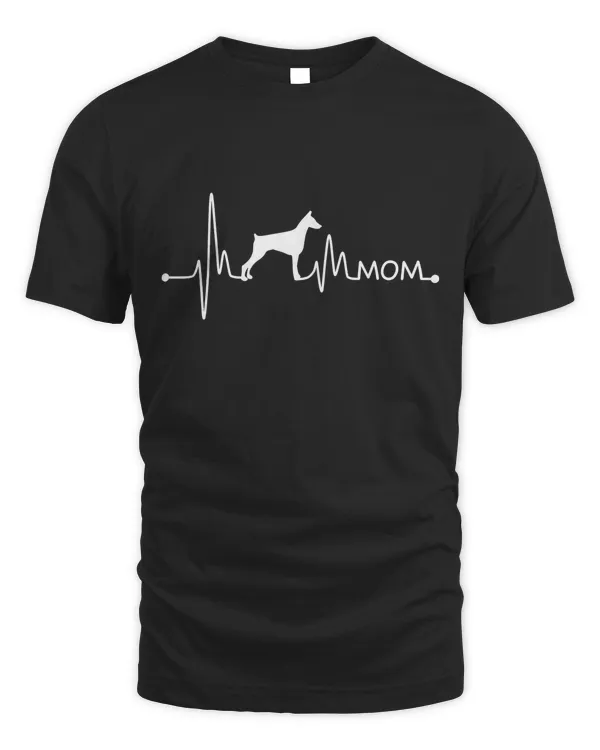 Womens Doberman Heartbeat Mom Shirt Ekg Pulse Dog Dobie Lover T-Shirt
