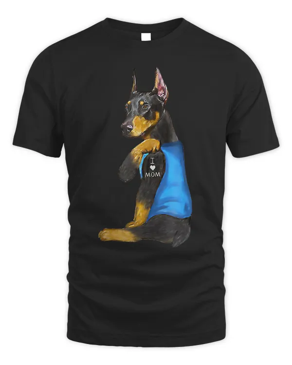 Womens Doberman Tattoos I Love MOM Sitting Funny Gift Mother's Day T-Shirt