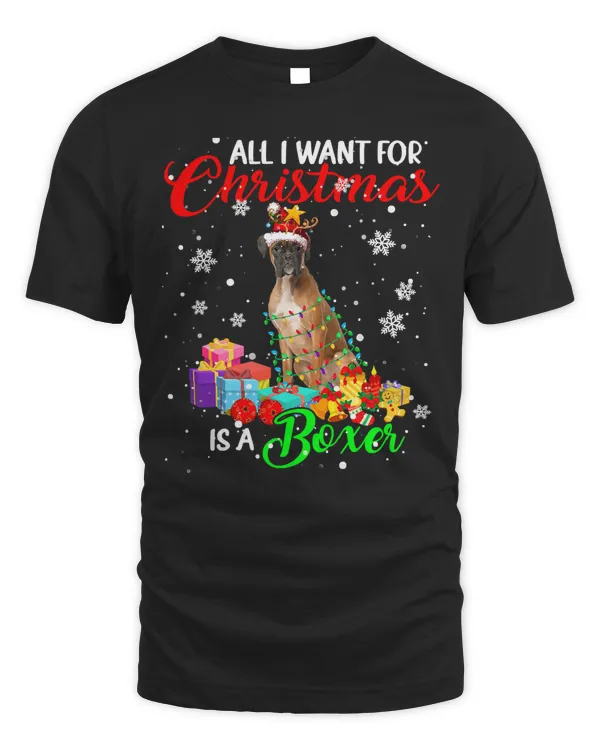 Boxer All I Want For Christmas Is A Boxer Santa Reindeer Xmas 112