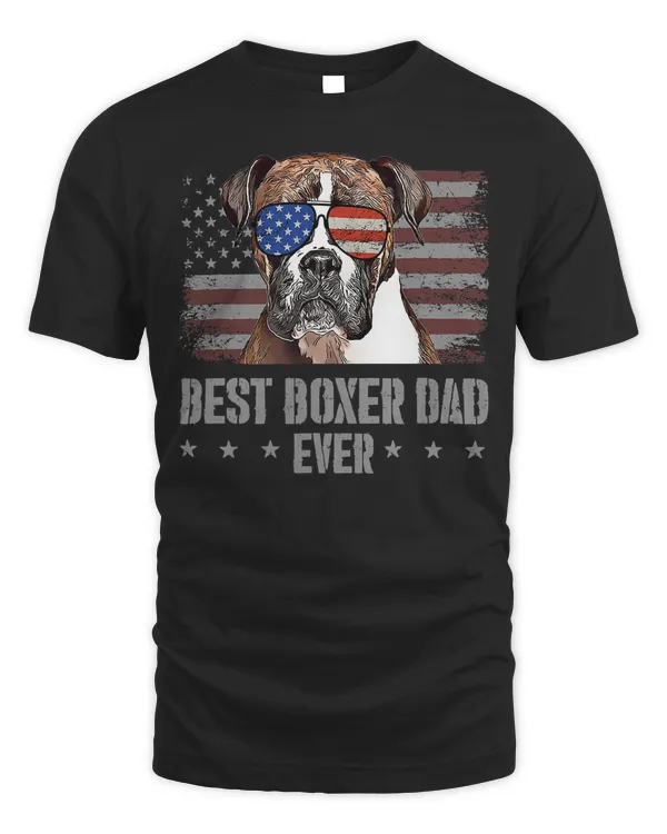Boxer Best Dog Dad Ever Retro USA American Flag 27