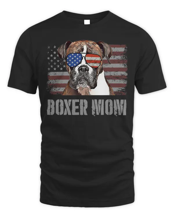 Boxer Best Dog Mom Ever Retro USA American Flag 86