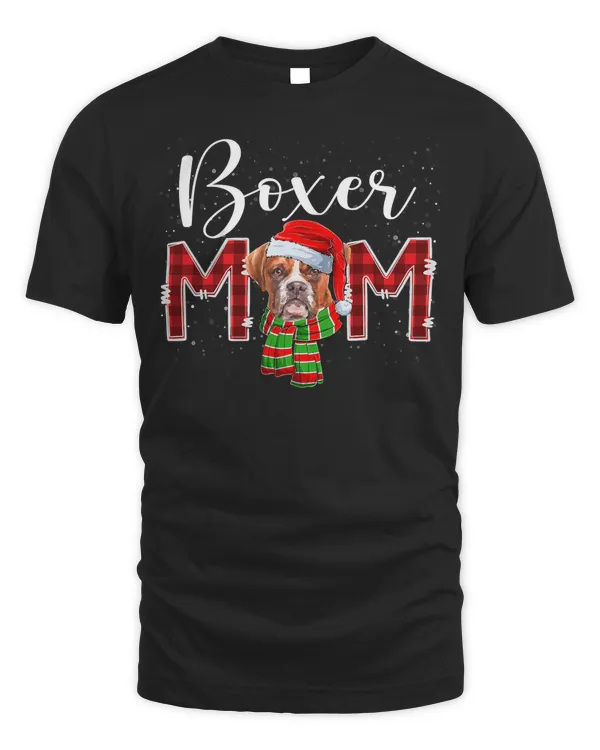 Boxer Christmas Boxer Mom Hat Santa Scarf Plaid Dog Mom Lover 87