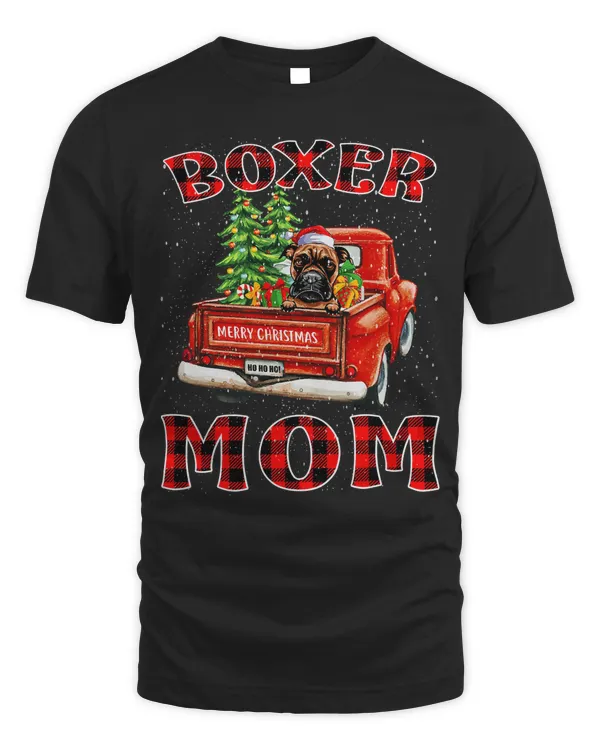 Boxer Christmas Boxer Mom Hat Santa Truck Tree Plaid Dog Mom 267