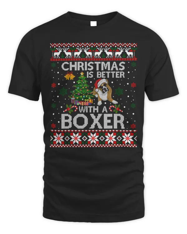 Boxer Christmas Is Better With A Boxer Lover Santa Hat Light Ugly 291