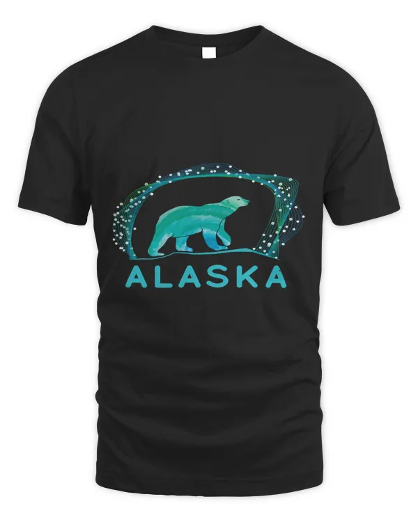 Alaska Ice Bear with Polar Lights and Stars Pullover Hoodie