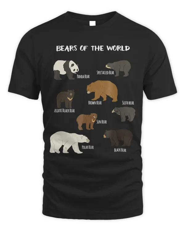 Bears Of The World Grizzly Bear Panda Black Polar T Shirt