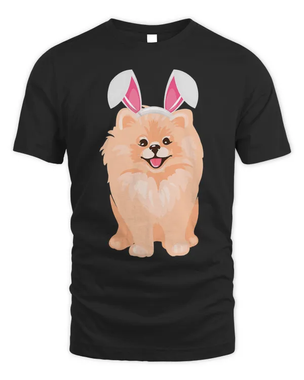 Cute Pomeranian Easter Day Bunny Eggs Easter Costume Womens T-Shirt
