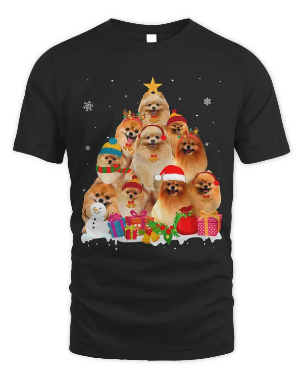 Funny Pomeranian Christmas Tree Pet Dog Lover Gift T-Shirt