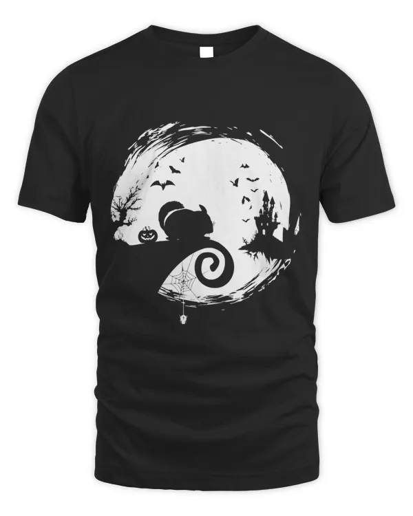 Chinchilla Halloween Costume Moon Silhouette Creepy T-Shirt