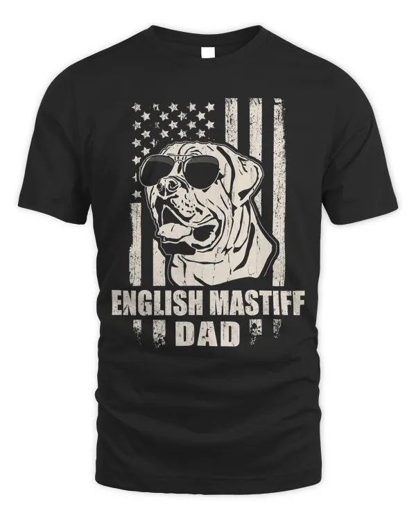 English Mastiff Dad Cool Vintage Retro Proud American T-Shirt