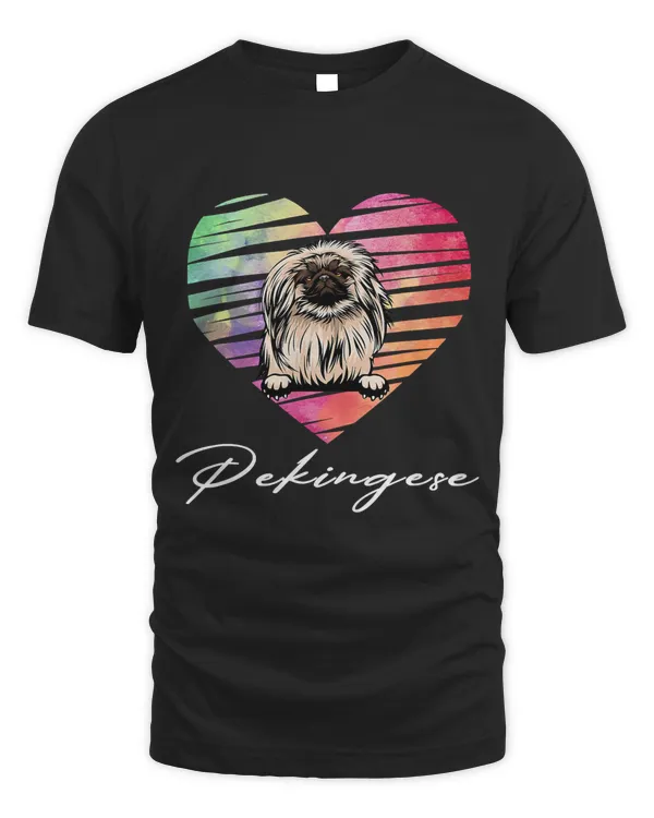 Cute Colorful Heart Pekingese Dog Lover Gift T-Shirt