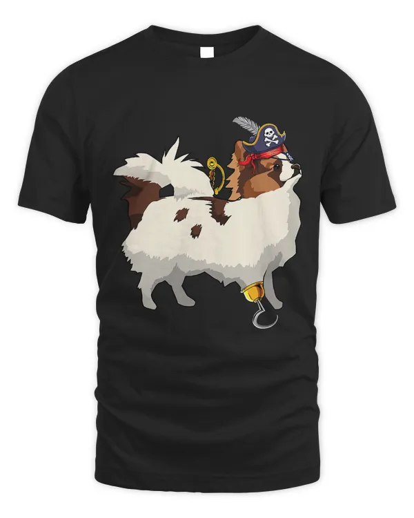 Cute Pet Papillon Dog Pirate Halloween Costume Boys Mens T-Shirt