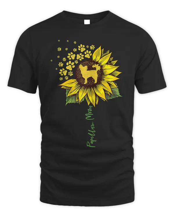 Papillon Mom Sunflower Papillon Lover Gifts Dog Mom Mama T-Shirt