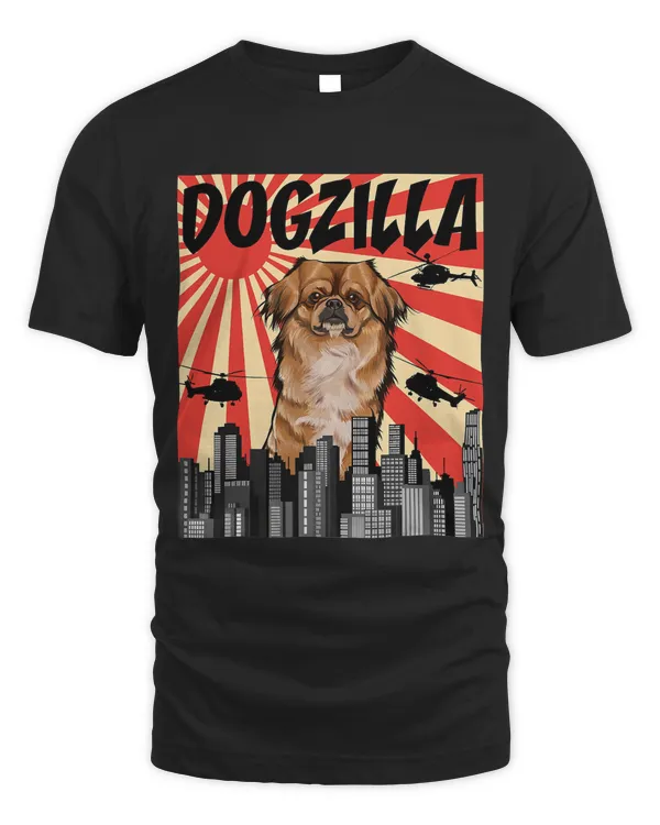 Funny Retro Japanese Dogzilla Pekingese T-Shirt