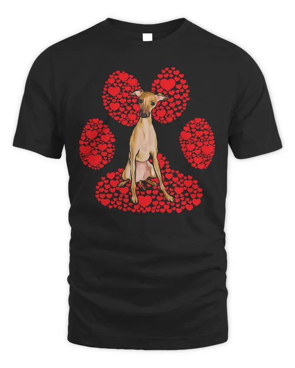 Italian Greyhound Valentines Day Dog Love Paw T-Shirt