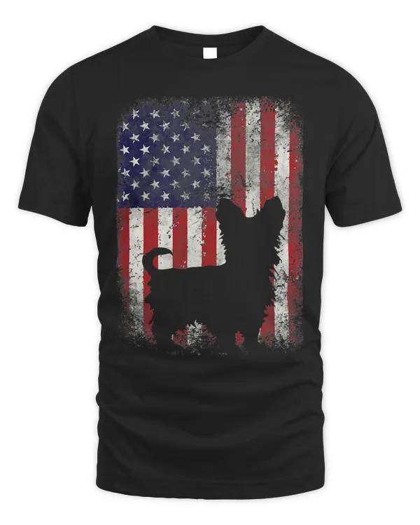 Yorkshire Terrier American Flag Shirt USA Patriotic Dog