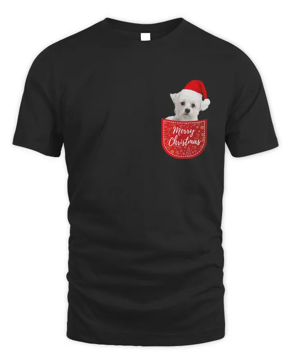 Maltese Christmas Dog In Your Pocket T-Shirt