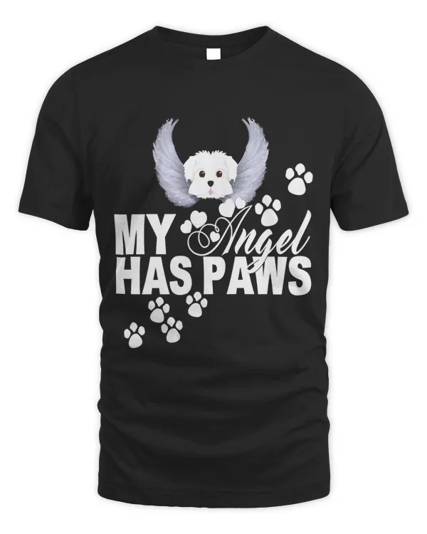 Maltese Dog Shirt My Angel Has Paws Love Memorial Pet Mom Sweatshirt