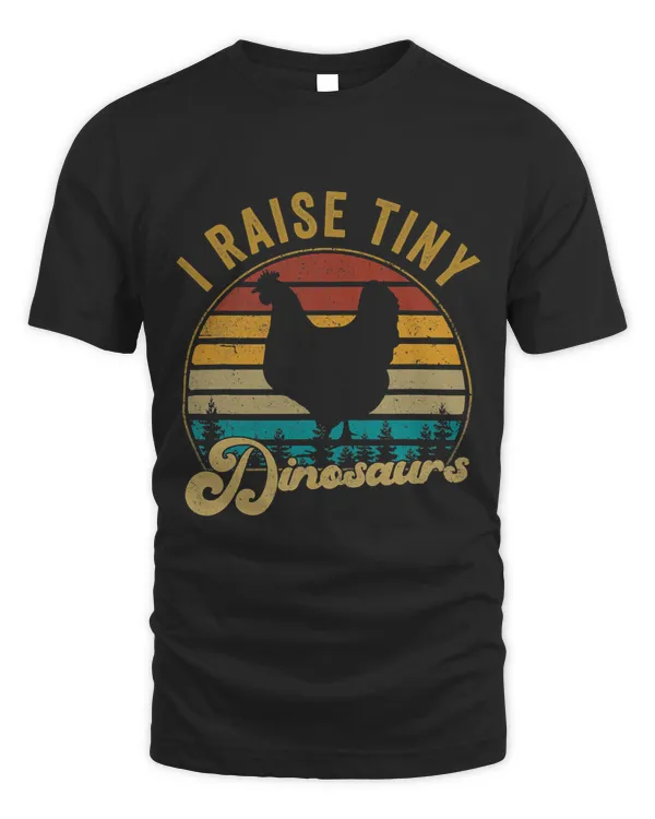 I Raise Tiny Dinosaurs Vintage Retro 70S Chicken Silhouette T-Shirt