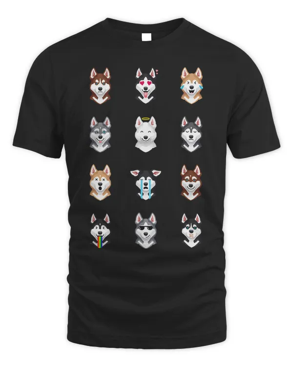 Funny Siberian Husky Emoji T-Shirt