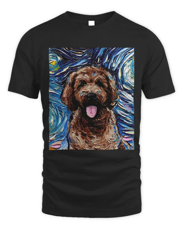 Brown Goldendoodle Starry Night Labradoodle Dog Art by Aja Sweatshirt