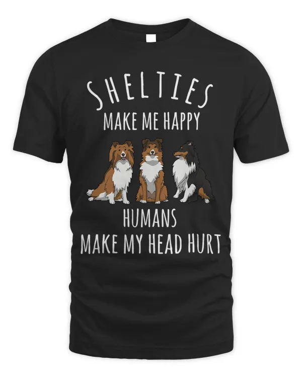 Adorable Shelties Make Me Happy, Sheltie Gift Funny T-Shirt