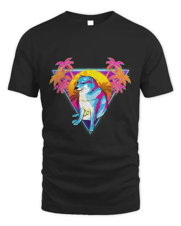 Cheems Dog Funny Shiba Inu Dank Meme 80s Retro Vaporwave T-Shirt