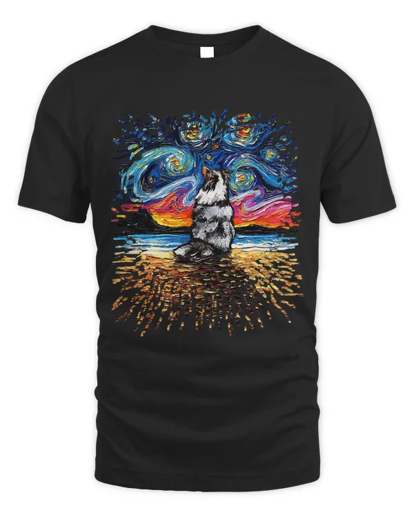 Merle Shetland Sheepdog Sheltie Starry Night Splash by Aja T-Shirt