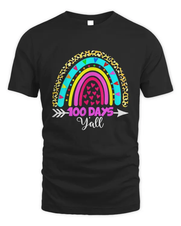 Leopard Rainbow 100 Days Y'all 100th Day Of School Teacher