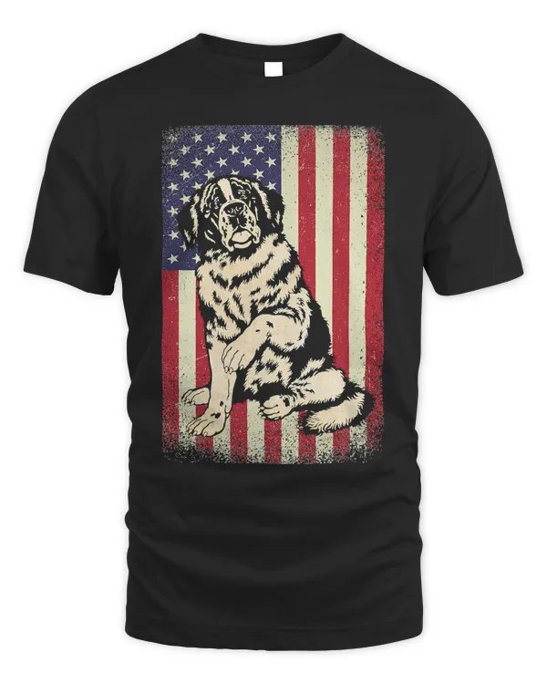 Saint Bernard American Vintage Flag Patriotic Dog Gift T-Shirt