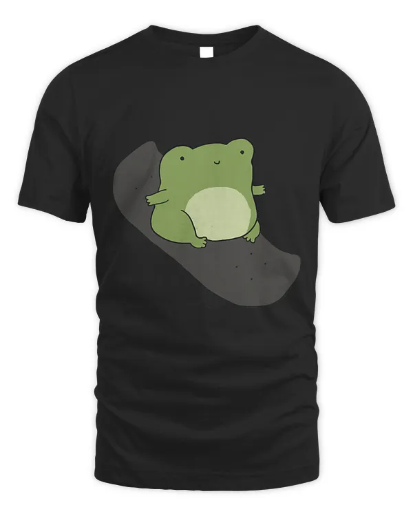 Cute Frog on Skateboard - Cottagecore Aesthetic T-Shirt