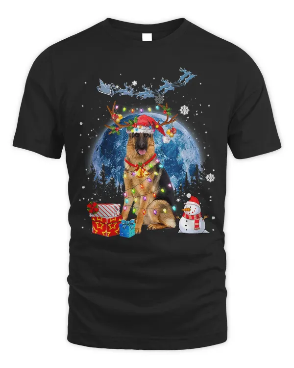 German Shepherd Dog Cute German Shepherd Reindeer Santa Hat Xmas Lights 205 Dog Mom Dog Dad