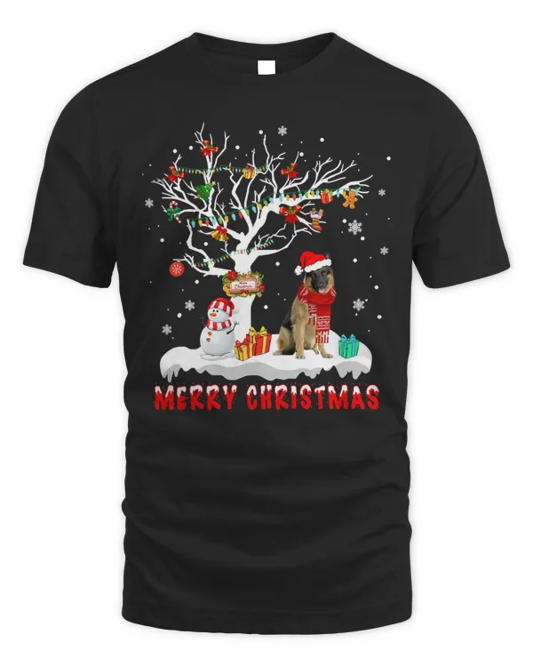 German Shepherd Dog Merry Christmas Snowman Light Christmas Tree 204 Dog Mom Dog Dad
