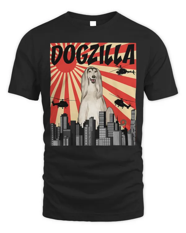 Funny Retro Japanese Dogzilla Afghan Hound T-Shirt