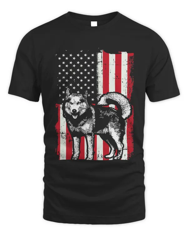 American Flag USA Siberian Husky Wolf Dog Huskies Gift T-Shirt