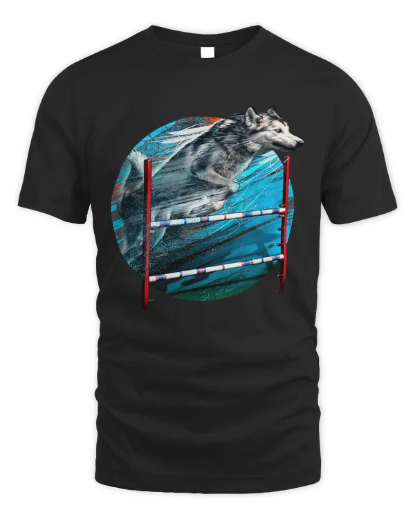 Dog Show Jumping Competition Trainer Tricks Siberian Husky T-Shirt