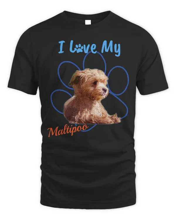 I Love My Maltipoo Best Dog Lover Paw Print T-Shirt!
